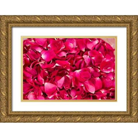 Pink Petals IV Gold Ornate Wood Framed Art Print with Double Matting by Millet, Karyn