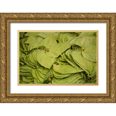 Leaves Gold Ornate Wood Framed Art Print with Double Matting by Millet, Karyn