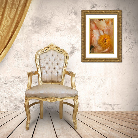 Peach Peonies I Gold Ornate Wood Framed Art Print with Double Matting by Millet, Karyn