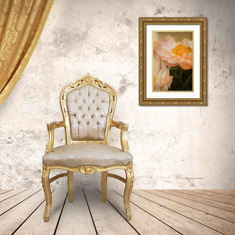 Peach Peonies II Gold Ornate Wood Framed Art Print with Double Matting by Millet, Karyn