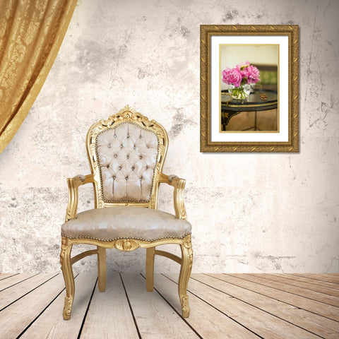 Peonies in the Parlor Gold Ornate Wood Framed Art Print with Double Matting by Millet, Karyn