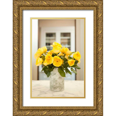 Rose Bouquet Gold Ornate Wood Framed Art Print with Double Matting by Millet, Karyn