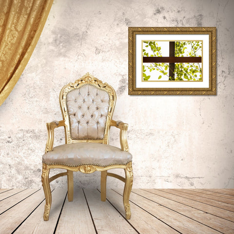 Branches and Lattice Gold Ornate Wood Framed Art Print with Double Matting by Millet, Karyn
