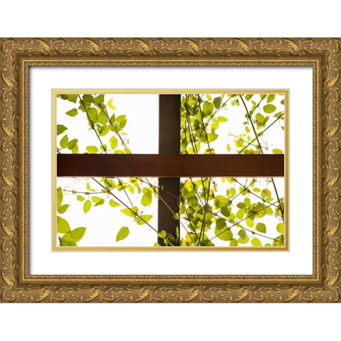 Branches and Lattice Gold Ornate Wood Framed Art Print with Double Matting by Millet, Karyn