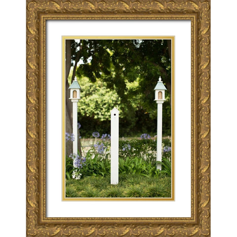 Bird Houses Gold Ornate Wood Framed Art Print with Double Matting by Millet, Karyn