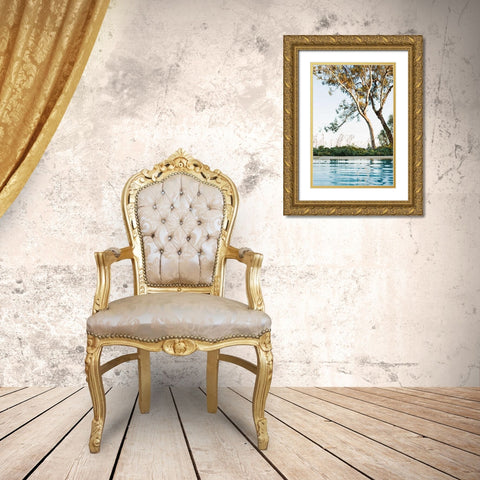 Poolside Shade Gold Ornate Wood Framed Art Print with Double Matting by Millet, Karyn