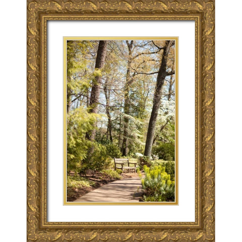 Park Bench Gold Ornate Wood Framed Art Print with Double Matting by Millet, Karyn