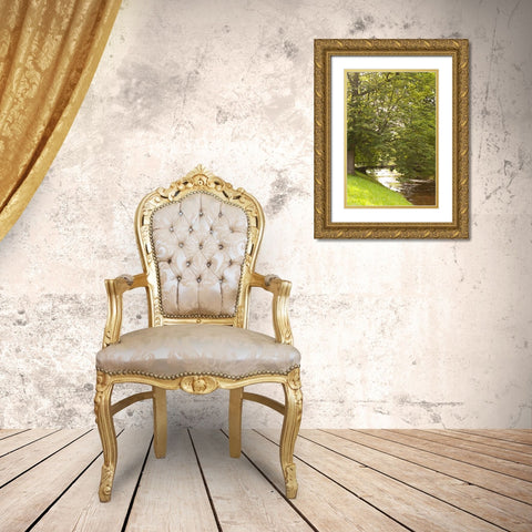 Bridge Over the Creek Gold Ornate Wood Framed Art Print with Double Matting by Millet, Karyn
