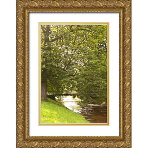 Bridge Over the Creek Gold Ornate Wood Framed Art Print with Double Matting by Millet, Karyn