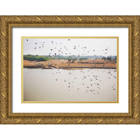 Birds I Gold Ornate Wood Framed Art Print with Double Matting by Millet, Karyn