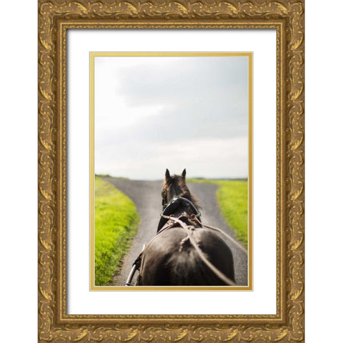 Horse Drawn Gold Ornate Wood Framed Art Print with Double Matting by Millet, Karyn