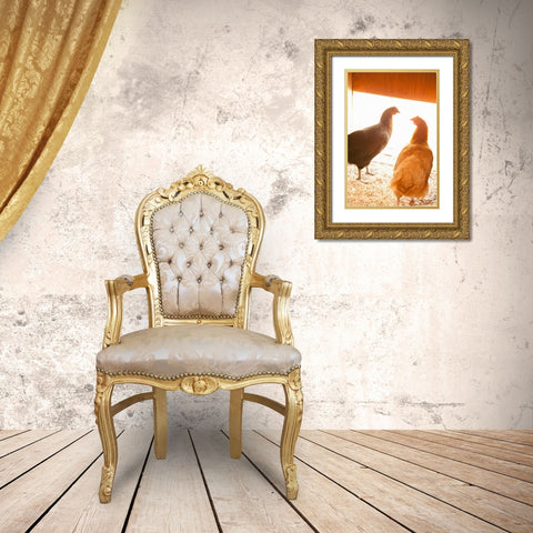 Hens Gold Ornate Wood Framed Art Print with Double Matting by Millet, Karyn
