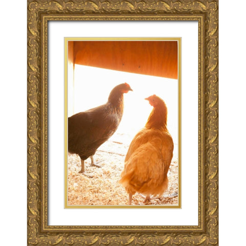 Hens Gold Ornate Wood Framed Art Print with Double Matting by Millet, Karyn