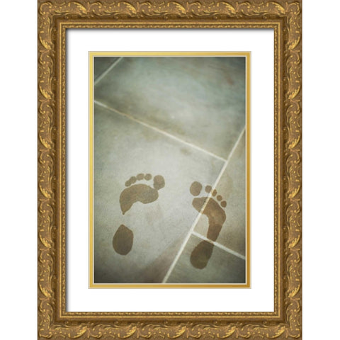 Footprints Gold Ornate Wood Framed Art Print with Double Matting by Millet, Karyn