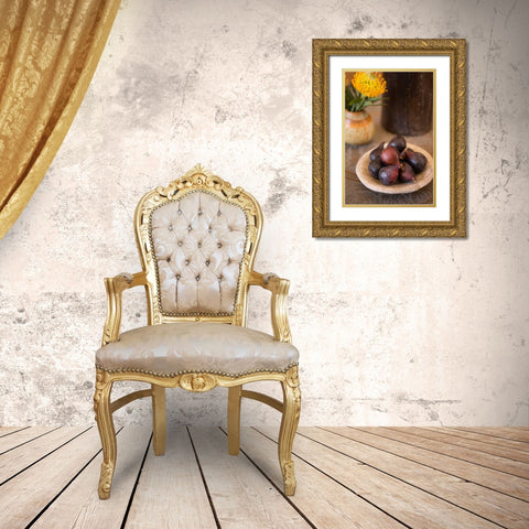 Shallots Gold Ornate Wood Framed Art Print with Double Matting by Millet, Karyn