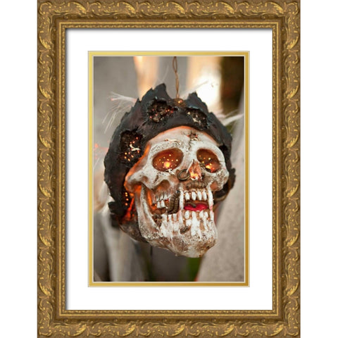 Pirate Skull Gold Ornate Wood Framed Art Print with Double Matting by Millet, Karyn