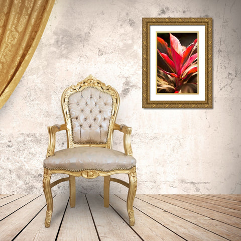 Red Ti Leaves Gold Ornate Wood Framed Art Print with Double Matting by Millet, Karyn