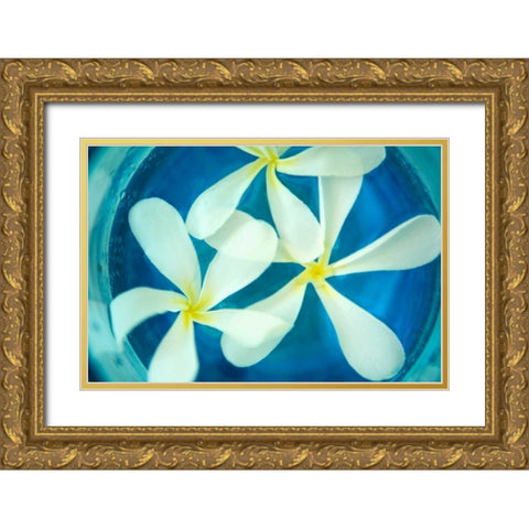 Floating Flowers II Gold Ornate Wood Framed Art Print with Double Matting by Millet, Karyn