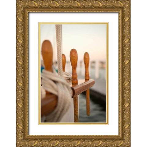Boat Ties Gold Ornate Wood Framed Art Print with Double Matting by Millet, Karyn