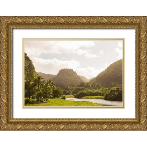 North Shore Hawaii Gold Ornate Wood Framed Art Print with Double Matting by Millet, Karyn