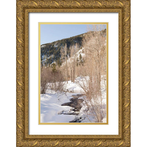 Snow in the Mountains Gold Ornate Wood Framed Art Print with Double Matting by Millet, Karyn