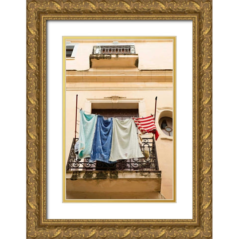 Cuban Balcony II Gold Ornate Wood Framed Art Print with Double Matting by Millet, Karyn