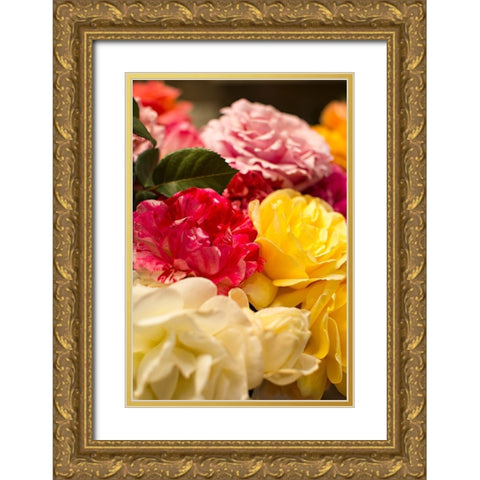 Colorful Spring Bouquet Gold Ornate Wood Framed Art Print with Double Matting by Millet, Karyn