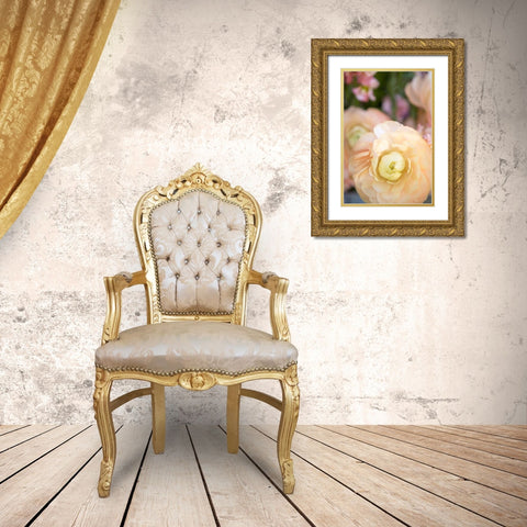 Pastel Peach Floral Gold Ornate Wood Framed Art Print with Double Matting by Millet, Karyn