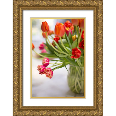 Blooming Tulips Gold Ornate Wood Framed Art Print with Double Matting by Millet, Karyn