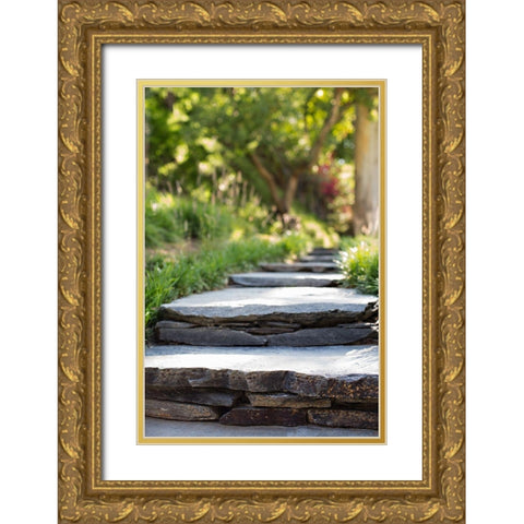 Layered Stone Path Gold Ornate Wood Framed Art Print with Double Matting by Millet, Karyn