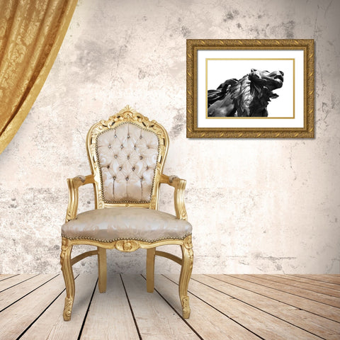 Stone Lion Gold Ornate Wood Framed Art Print with Double Matting by Millet, Karyn