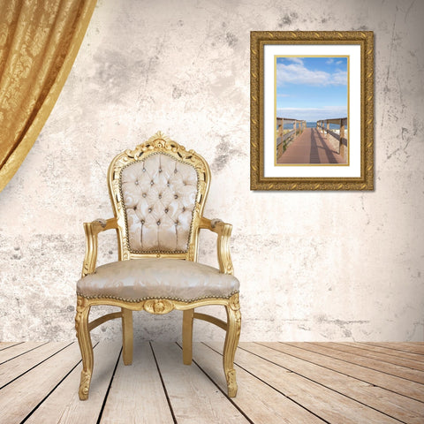 Ocean Pier Gold Ornate Wood Framed Art Print with Double Matting by Millet, Karyn