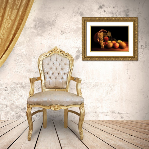 Basket of Fruit Gold Ornate Wood Framed Art Print with Double Matting by McNemar, C. Thomas