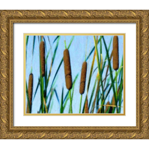 Cattailes Gold Ornate Wood Framed Art Print with Double Matting by McNemar, C. Thomas