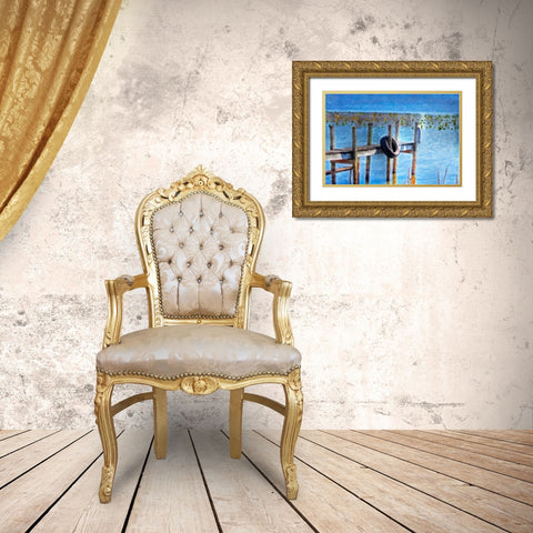 Boat Dock Pastel Gold Ornate Wood Framed Art Print with Double Matting by McNemar, C. Thomas