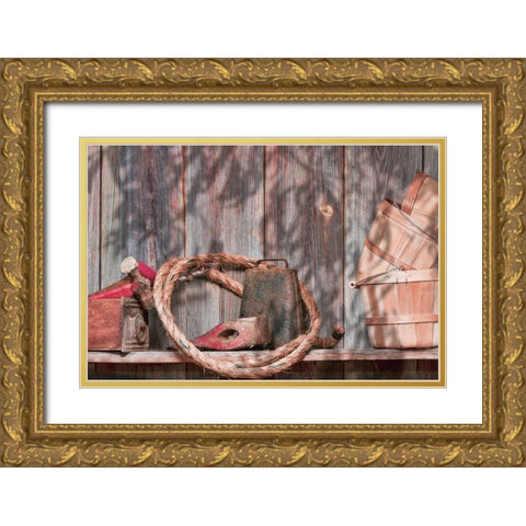 Out in the Barn IV Gold Ornate Wood Framed Art Print with Double Matting by McNemar, C. Thomas