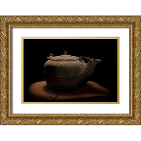 Cast Iron Tea Kettle Gold Ornate Wood Framed Art Print with Double Matting by McNemar, C. Thomas