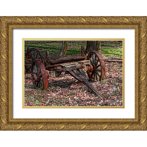 Abandoned Wagon Gold Ornate Wood Framed Art Print with Double Matting by McNemar, C. Thomas