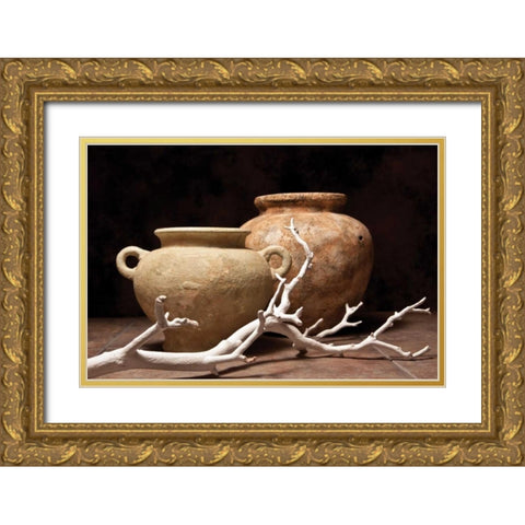 Pottery with Branch I Gold Ornate Wood Framed Art Print with Double Matting by McNemar, C. Thomas