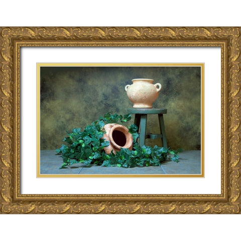 Pottery with Ivy I Gold Ornate Wood Framed Art Print with Double Matting by McNemar, C. Thomas