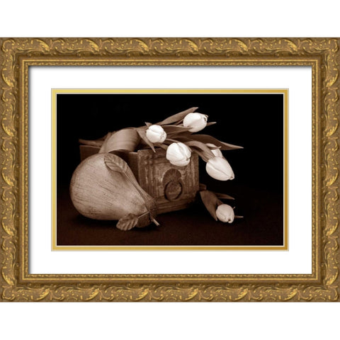 Tulips With Pear II Gold Ornate Wood Framed Art Print with Double Matting by McNemar, C. Thomas
