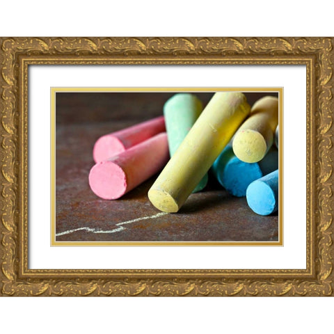 Sidewalk Chalk II Gold Ornate Wood Framed Art Print with Double Matting by McNemar, C. Thomas