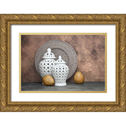 Ginger Jar and Pears II Gold Ornate Wood Framed Art Print with Double Matting by McNemar, C. Thomas