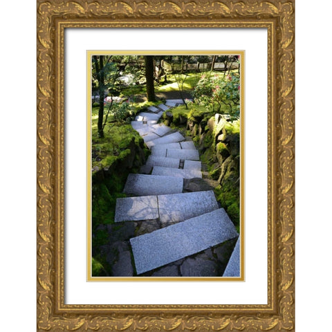 Steps IV Gold Ornate Wood Framed Art Print with Double Matting by Moore, Brian