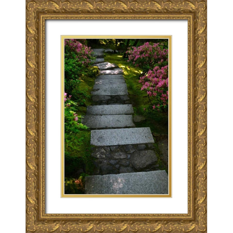 Garden Stairs I Gold Ornate Wood Framed Art Print with Double Matting by Moore, Brian