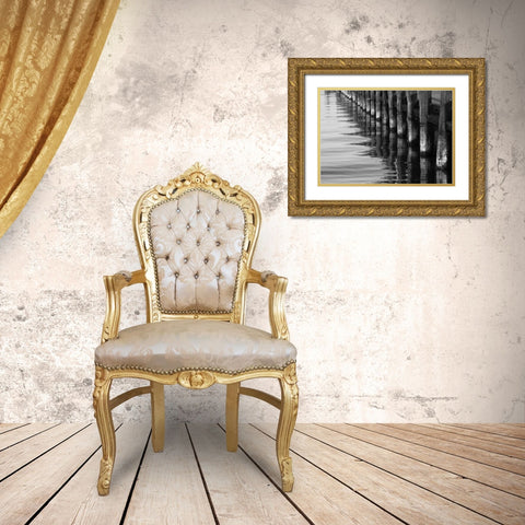 Pier Pilings XII Gold Ornate Wood Framed Art Print with Double Matting by Peterson, Lee