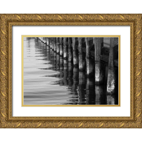 Pier Pilings XII Gold Ornate Wood Framed Art Print with Double Matting by Peterson, Lee