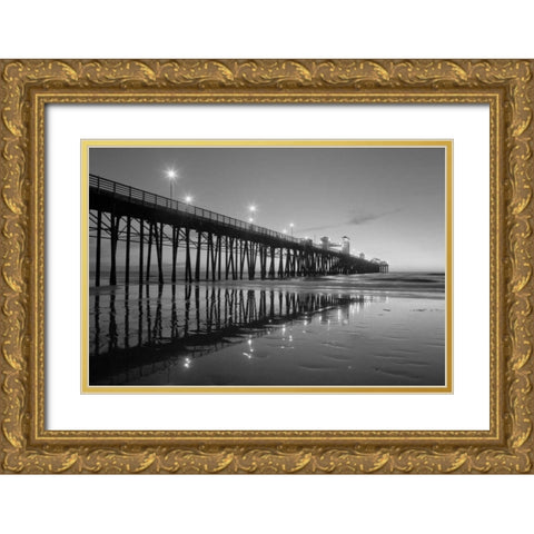 Pier Night II Gold Ornate Wood Framed Art Print with Double Matting by Peterson, Lee