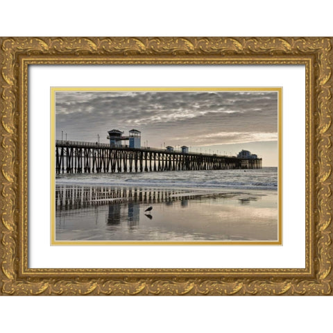 Pier Sunset II Gold Ornate Wood Framed Art Print with Double Matting by Peterson, Lee