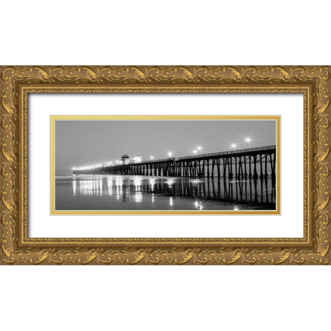 Pier Night Panorama I Gold Ornate Wood Framed Art Print with Double Matting by Peterson, Lee